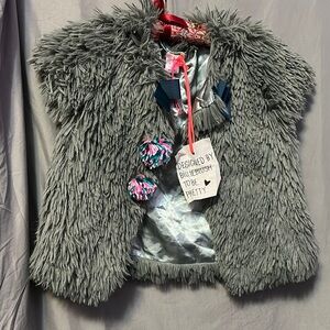 BillieBlush Kids Gray Faux Fur Vest
